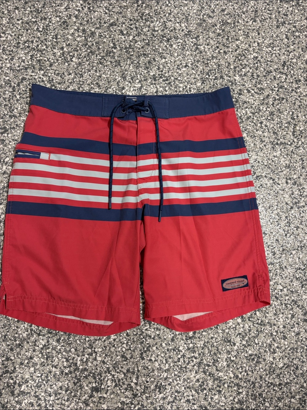 Vineyard Vines Red and Navy Striped Men's Board Shorts